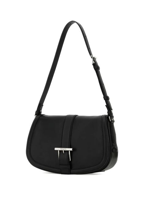 Borsa Grande Satchel Con Fibbia A T in Nero/Argento ALEXANDER MCQUEEN | 825140-1MAAD1000